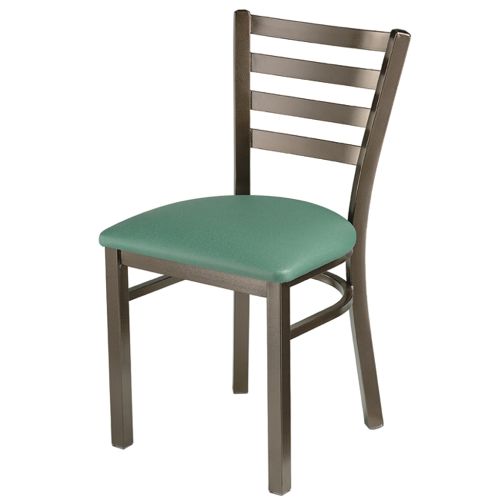 Americana Ladder Back Chair, Smoked Pewter Frame Finish and Baron Charcoal Seat